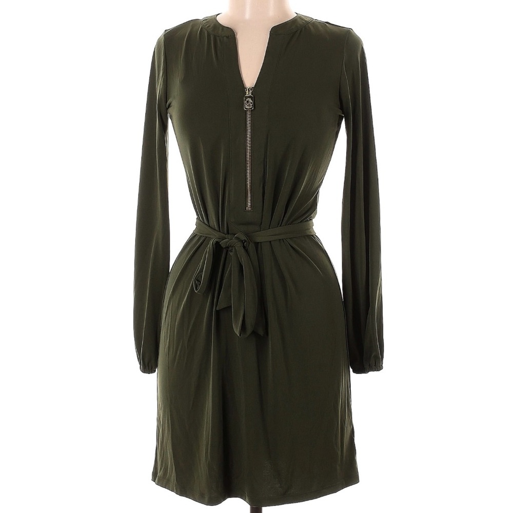 Michael Kors Dark Green, Short, Long Sleeve Dress